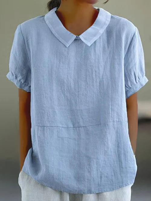 Women's Collared Long Sleeve Button Front Curved Hem Shirt