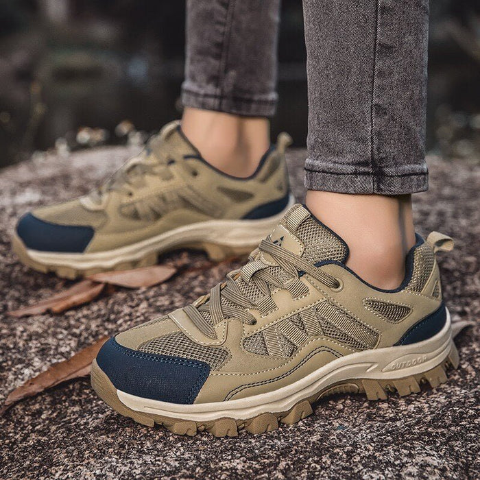 Women's Low Top Closed Toe Mesh Panel Lace-Up Hiking Shoes