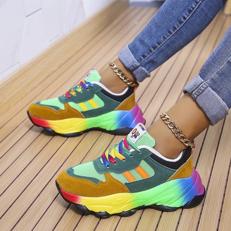 Women's Low Top Lace-Up Cushioned Mesh Knit Slip Resistant Sneakers