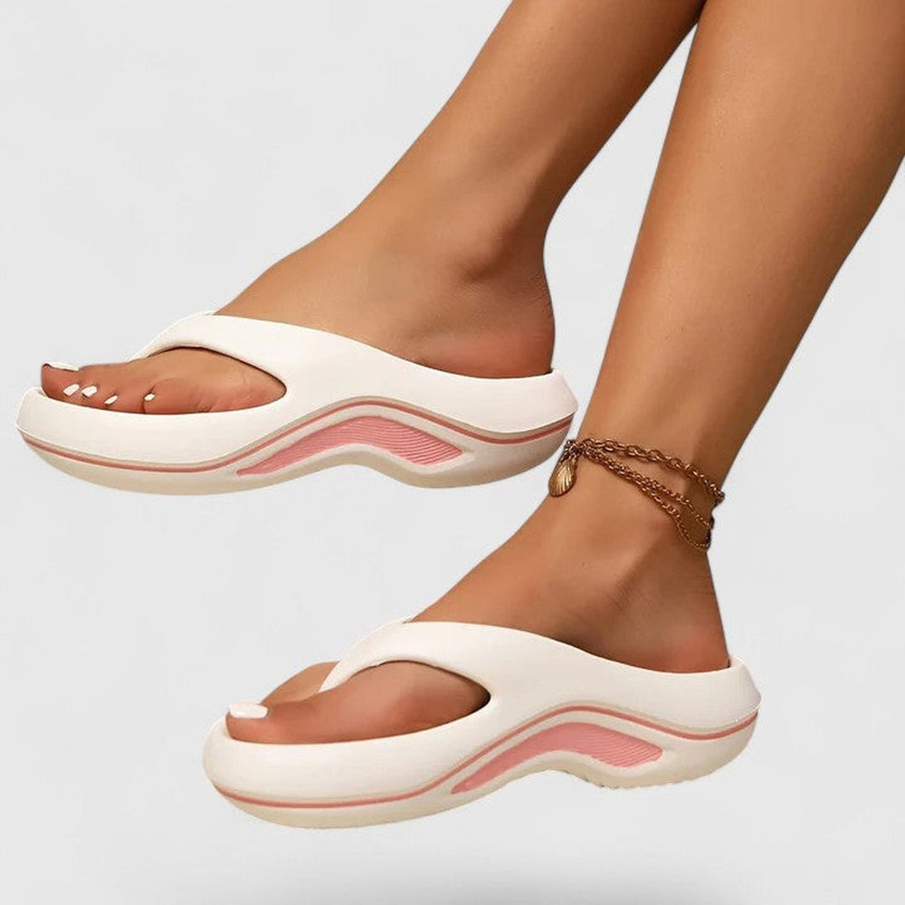 Women's Open Toe Contoured Footbed Arch Support Slide Flip Flops