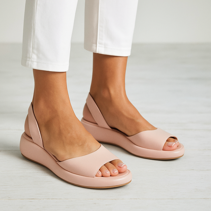 Women's Open Toe Wide Strap Slingback Flat Summer Sandals
