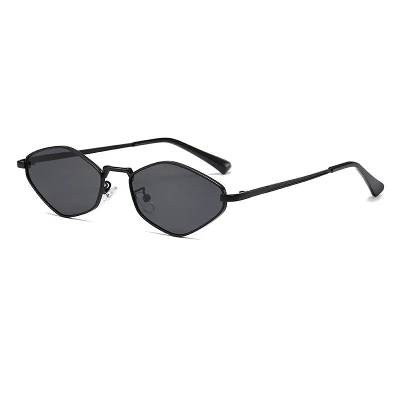 Women's Oval Slim Angular Full-Rim Tinted Lens Sunglasses