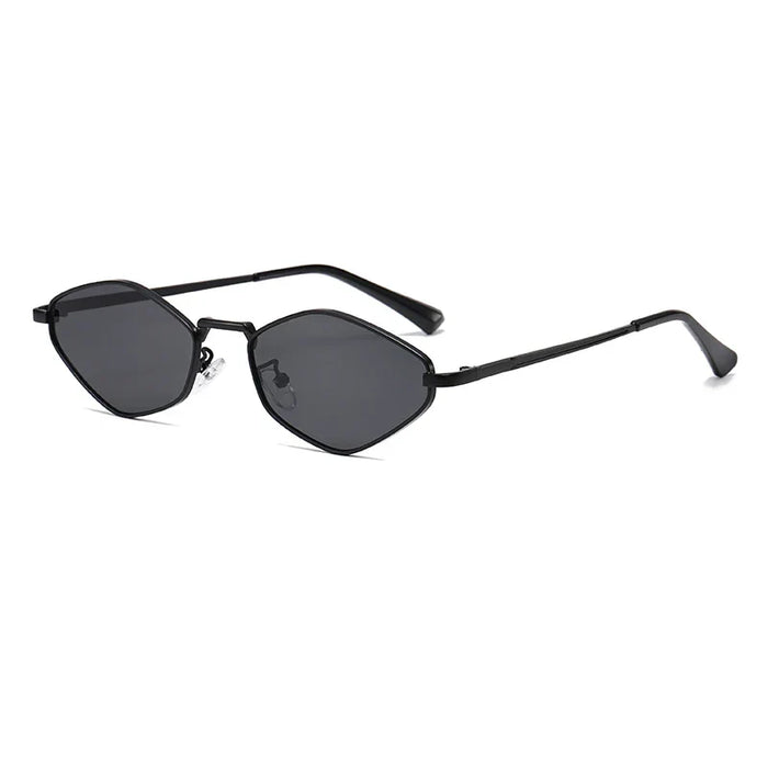 Women's Oval Slim Angular Full-Rim Tinted Lens Sunglasses