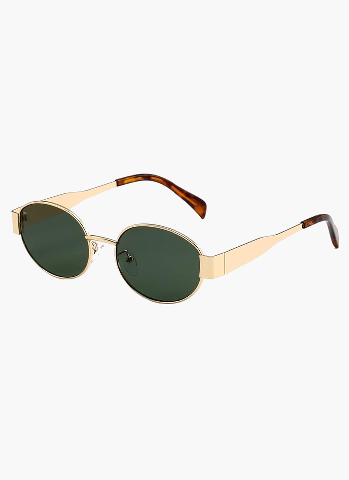 Women's Oval Thin Frame Tinted Lens Narrow Bridge Sunglasses