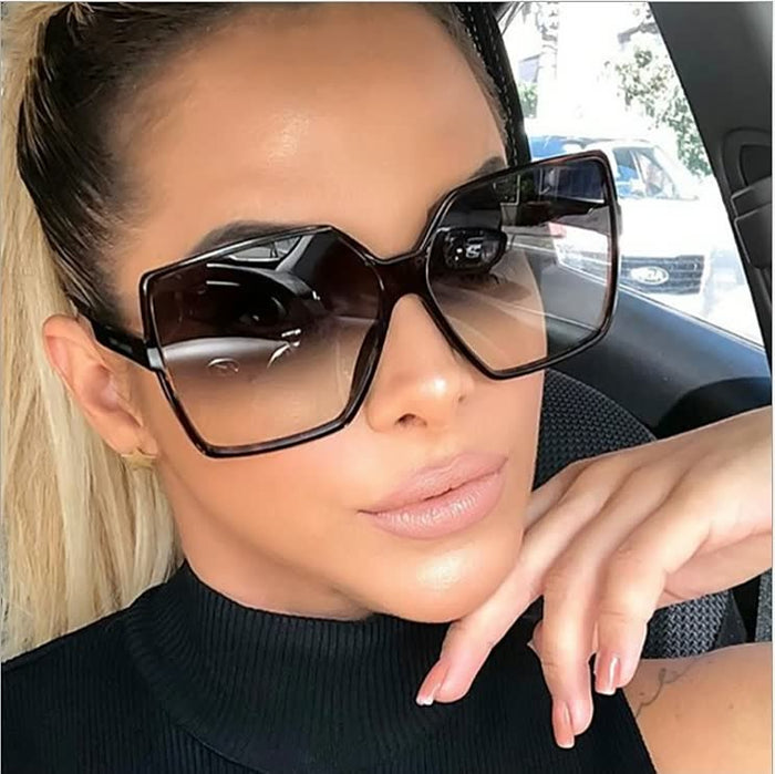 Women's Oversized Square Frame Tinted Lens Sunglasses