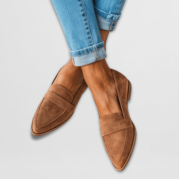 Women's Pointed Toe Flat Sole Slip-On Suede Loafers