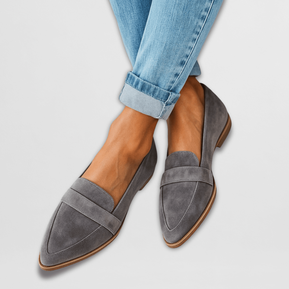 Women's Pointed Toe Flat Sole Slip-On Suede Loafers