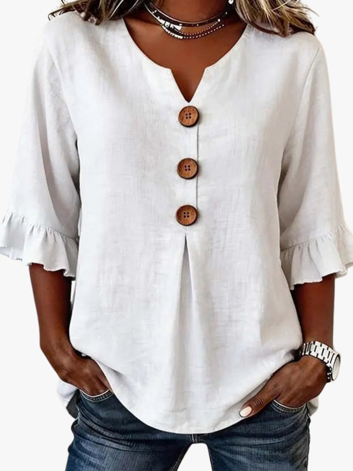 Women's Round Neck Tiered Ruffle Short Sleeve Loose Blouse