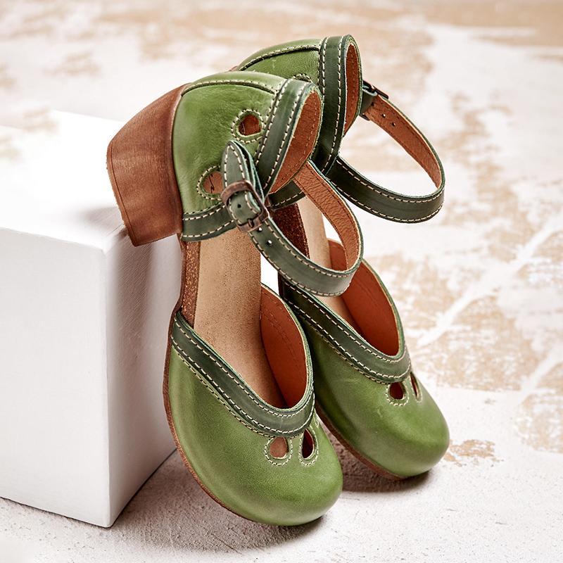 Women's Round Toe Arch Support Slide Buckle Mary Jane Shoes