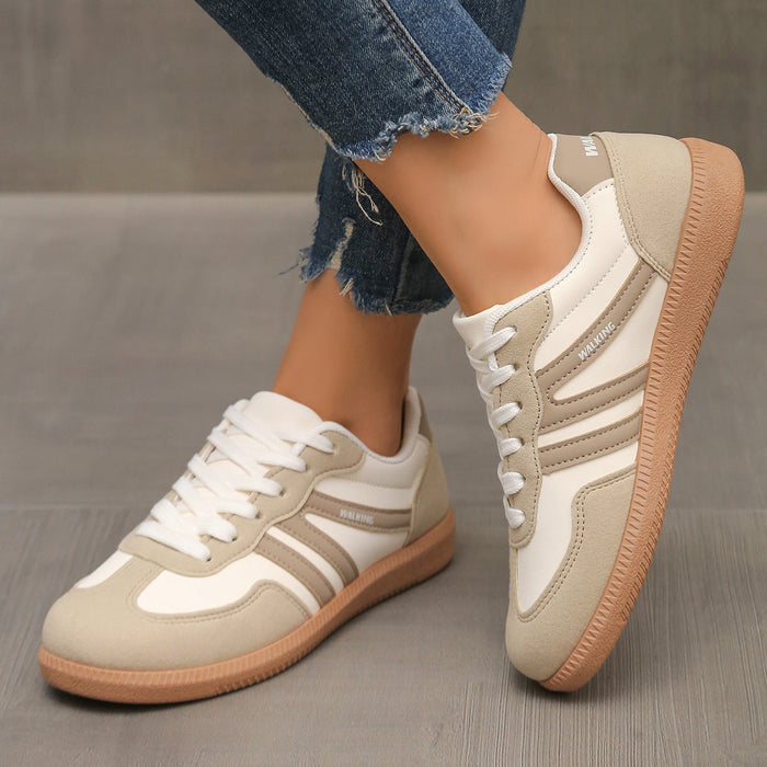 Women's Round Toe Lace-Up Cushioned Breathable Low-Top Sneakers
