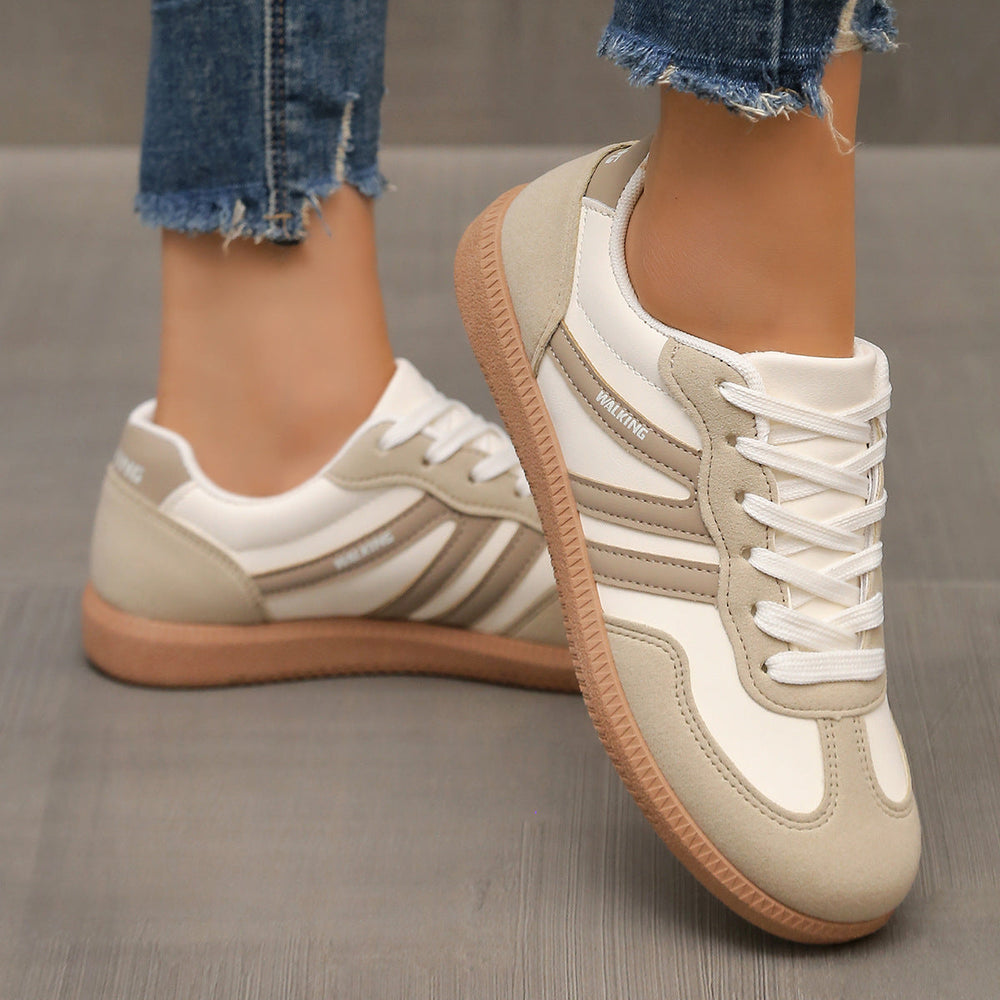 Women's Round Toe Lace-Up Cushioned Breathable Low-Top Sneakers