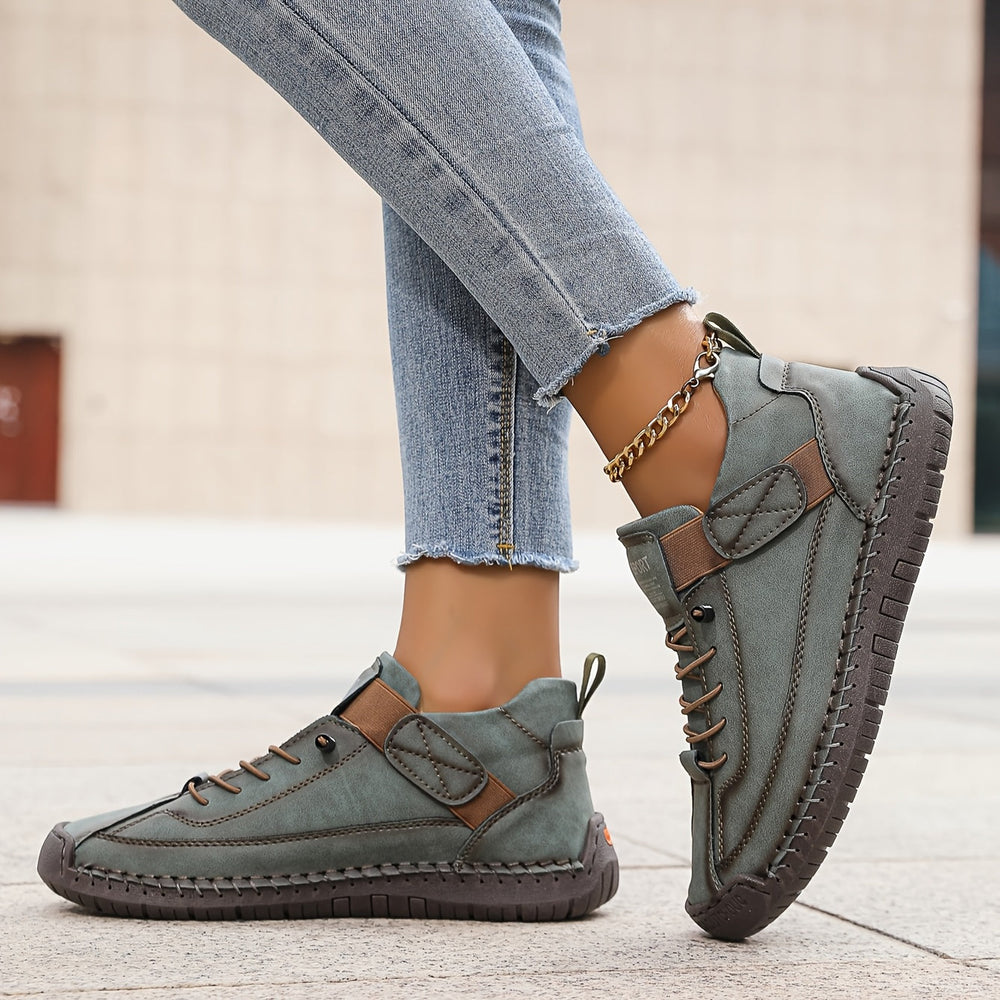 Women's Round Toe Lace Up Instep Strap Lightweight Trail Hiking Shoes