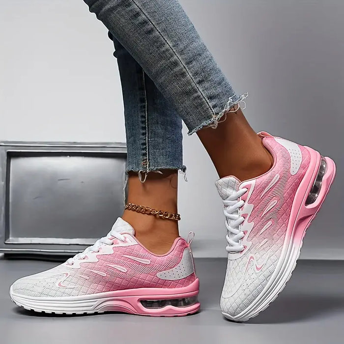 Women's Round Toe Lace-Up Mesh Knit Low Top Sneakers