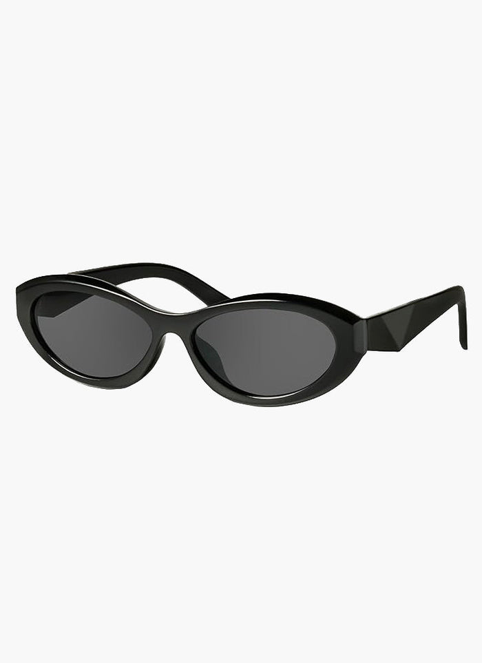 Women's Slim Oval Pointed Frame Full-Rim Tinted Lens Sunglasses